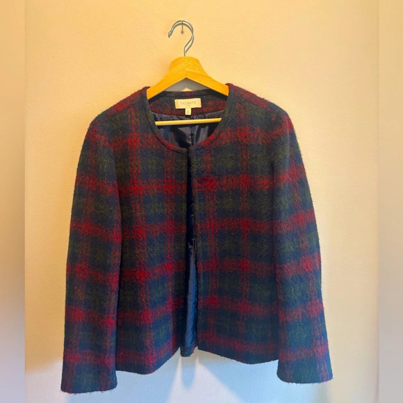 Talbots Plaid Open Front Blazer Jacket - Picture 1 of 9